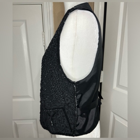 Spenser Jeremy black beaded silk vest Size Medium - Picture 2 of 8